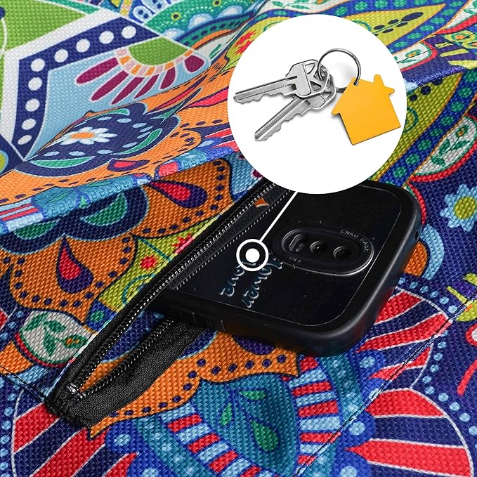 Fashion Printed Yoga Mat Bag with Large Side Pocket & Zipper Pocket Long Tote Yoga Bag Fit Most Size Mats - Holds More Yoga Accessories