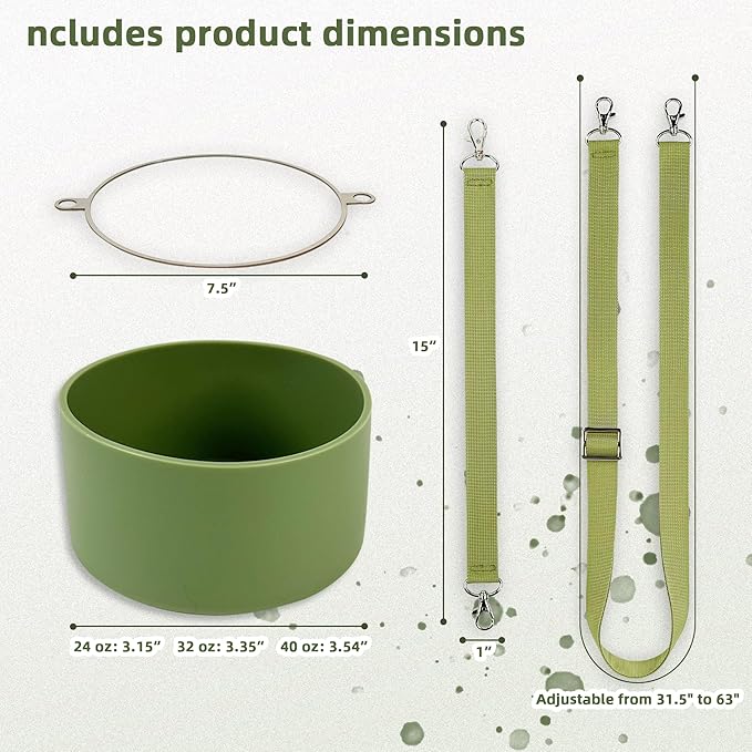 Silicone Boot Set for Owala Water Bottle 24 oz, 32 oz, 40 oz - Includes Non-Slip Sleeve, Shoulder Strap & Handle Strap, Perfect Owala Accessories, Fits Owala Tumbler, Owala FreeSip, Candy Coated