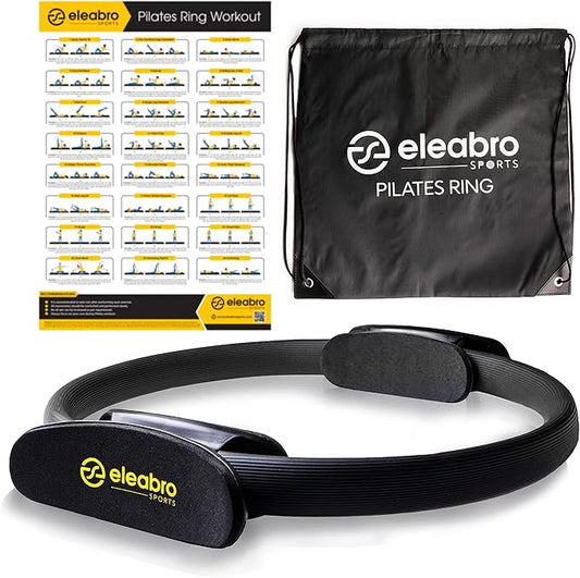 Eleabro Sports 14 inch Pilates Ring Circle - Magic Circle -with A1 Size Workout Poster, Inner Thigh Exercise Ring, Ideal for All Heights-Yoga Ring Fitness Ring with Soft Handles
