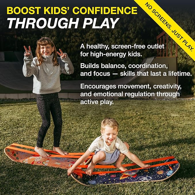 GIBBON SlackBoard - GiBoard Balance Board - Gift for Kids & Adults - 1 & 2 Line Options - Slackline Balance Trainer for Core Workouts, Standing Desk Exercise, Home Gym, Yoga & More