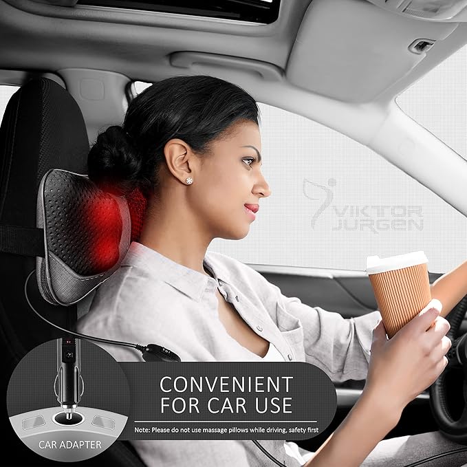 VIKTOR JURGEN Back Massager Kneading for Neck, Shoulder and Foot, Shiatsu Massage Pillow with Heat, Relaxation Gifts for Women/Men/Dad/Mom/Christmas/Mothers Day/Fathers Day/Valentine's Day