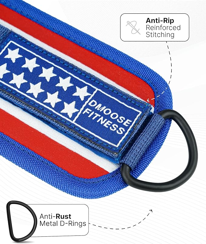 DMoose Ankle Strap for Cable Machine - One Size Fit with Premium Padding, Workout Kickback Ankle Cuffs, Ankle Bands for Working Out, Booty Workouts, Leg Extension, Hip Abductors & Lower Body Exercises