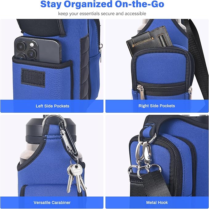 icolor Magnetic Gym Bag Water Bottle Carrier Holder with Phone Pockets & Shoulder Strap,Gym Magnetic Bag 5 Built-in Magnets Gym Accessories Organizer Magnetic Bottle Pouch Sleeve for Men Women
