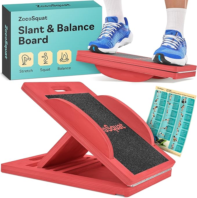 Slant Board with 6 Incline Angles - Transforms Into a Balance Board - Premium Calf Stretcher and Wobble Board for Effective Calf Stretching and Squats