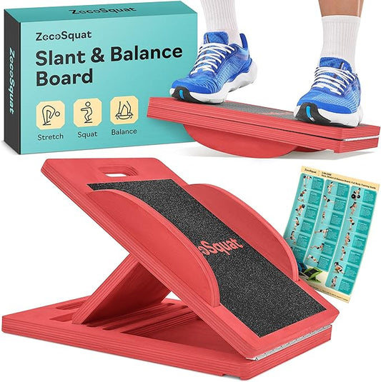 Slant Board with 6 Incline Angles - Transforms Into a Balance Board - Premium Calf Stretcher and Wobble Board for Effective Calf Stretching and Squats