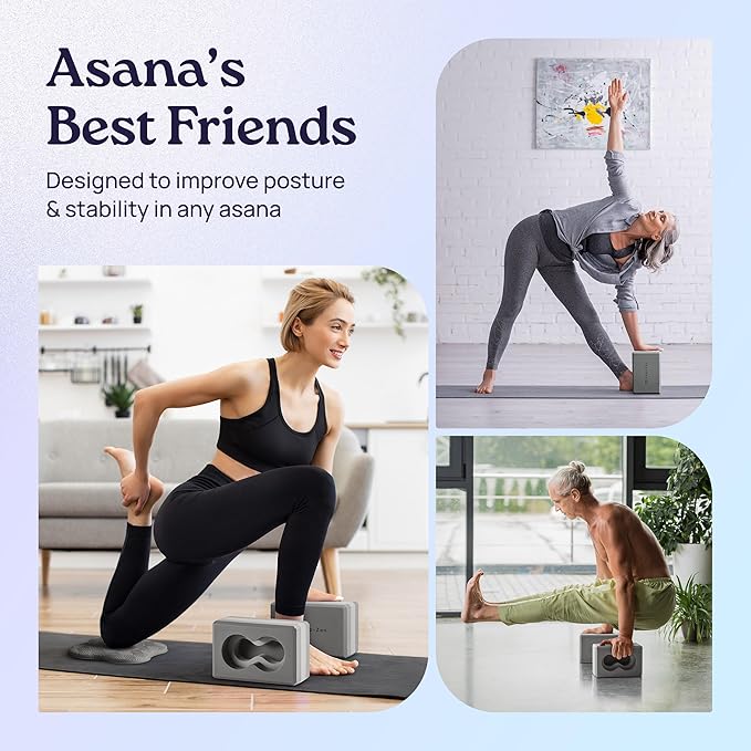 Deep-Zen® Yoga Blocks Wrist Support; Yoga Blocks 2 Pack with Knee Pads and Strap to Put Less Weight on Wrists; Durable, Versatile Yoga Brick Exercise Block Set, Blocks Yoga