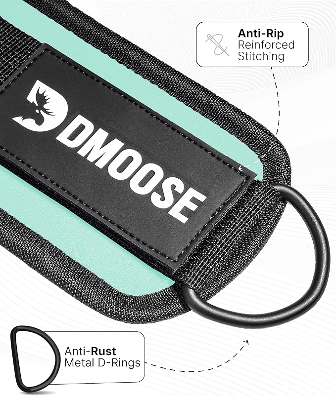 DMoose Ankle Strap for Cable Machine - One Size Fit with Premium Padding, Workout Kickback Ankle Cuffs, Ankle Bands for Working Out, Booty Workouts, Leg Extension, Hip Abductors & Lower Body Exercises