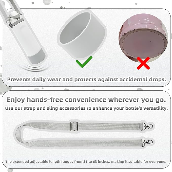 Silicone Boot Set for Owala Water Bottle 24 oz, 32 oz, 40 oz - Includes Non-Slip Sleeve, Shoulder Strap & Handle Strap, Perfect Owala Accessories, Fits Owala Tumbler, Owala FreeSip, Candy Coated