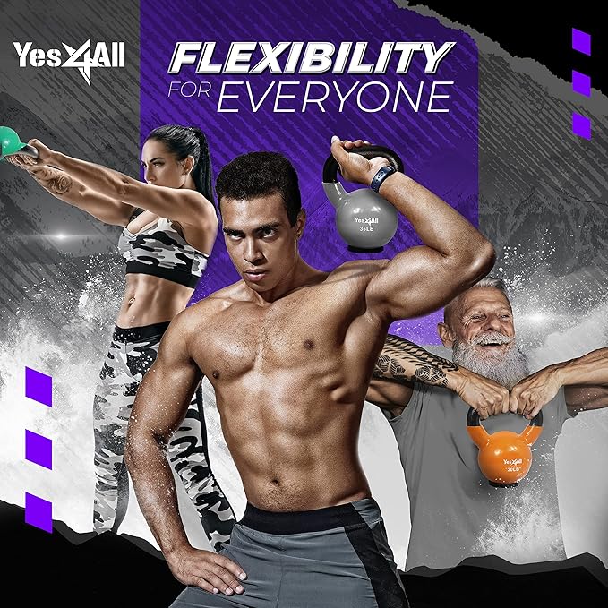 Yes4All Kettlebells Rubber Base, Kettlebell Set for Women, Strength Training Kettlebells Weights (10-65 lbs)