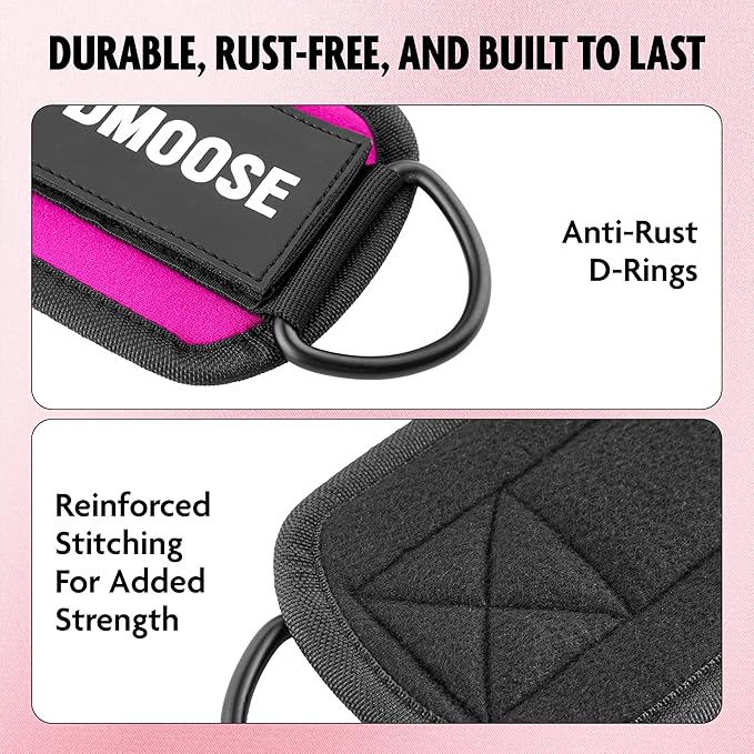 DMoose Ankle Strap for Cable Machine - One Size Fit with Premium Padding, Workout Kickback Ankle Cuffs, Ankle Bands for Working Out, Booty Workouts, Leg Extension, Hip Abductors & Lower Body Exercises