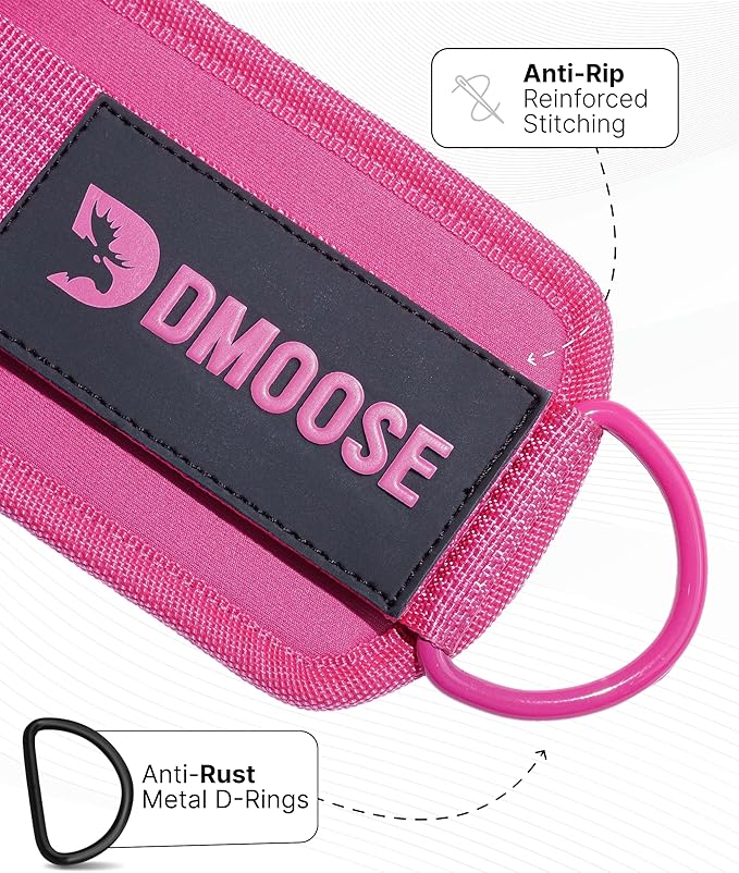 DMoose Ankle Strap for Cable Machine - One Size Fit with Premium Padding, Workout Kickback Ankle Cuffs, Ankle Bands for Working Out, Booty Workouts, Leg Extension, Hip Abductors & Lower Body Exercises