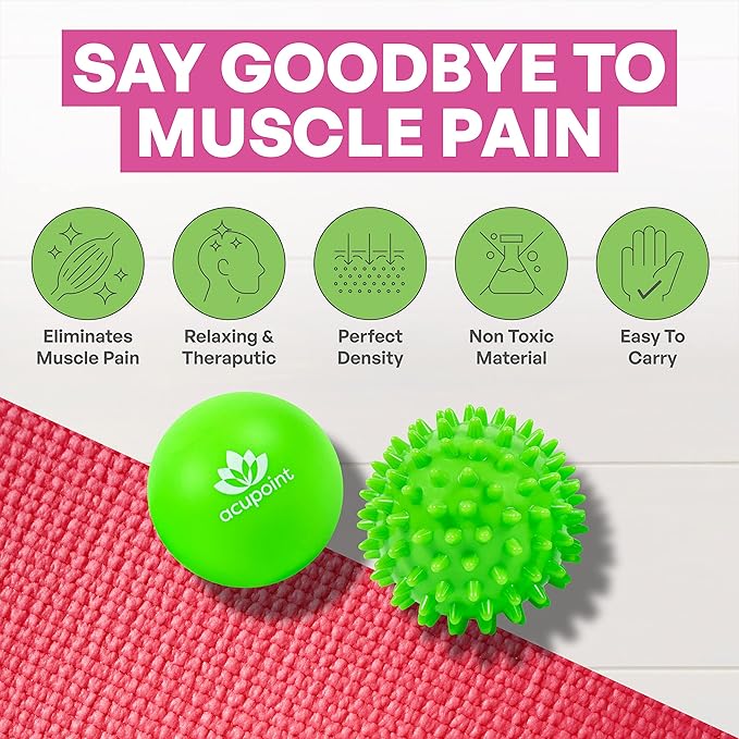 Physical Massage Therapy Lacrosse Ball Set Ideal for Yoga Deep Tissue Massage Trigger Point Therapy and Myofascial Release Physical Therapy Back Foot Plantar Fasciitis (Spiky Ball)