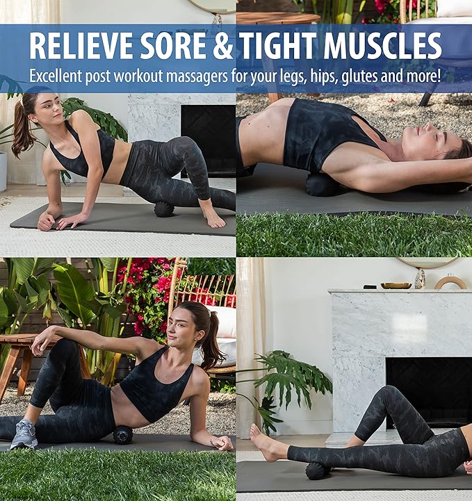 Zyllion Vibrating Peanut Massage Ball with 4 Modes - Cordless Rechargeable Electric Deep Tissue Massager Roller for Muscle Pain Relief, Black, ZMA-30