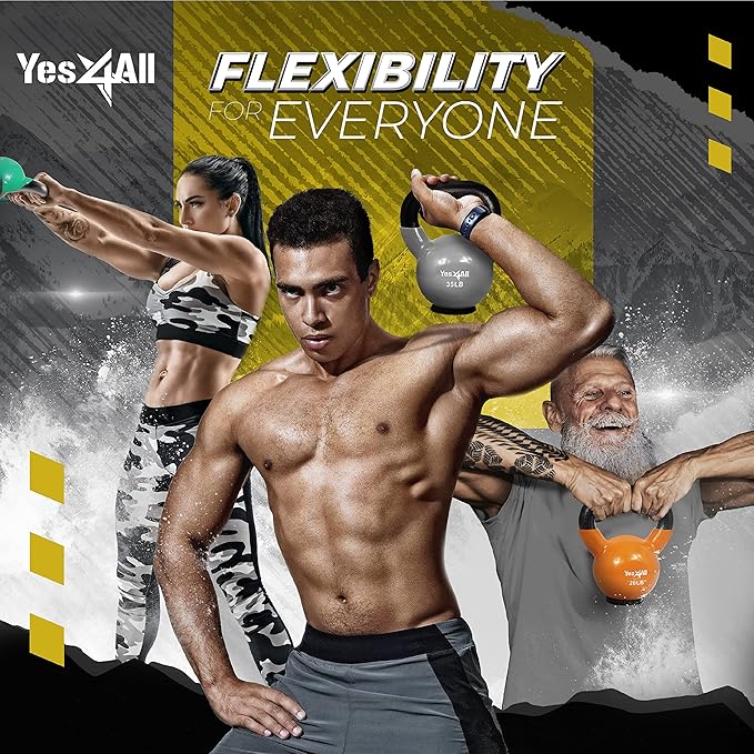 Yes4All Kettlebells Rubber Base, Kettlebell Set for Women, Strength Training Kettlebells Weights (10-65 lbs)