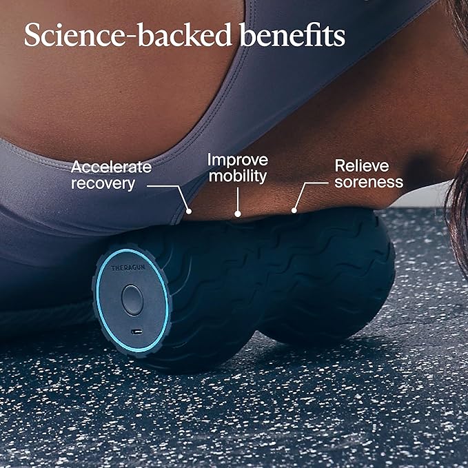 TheraGun Therabody WaveDuo - Ergonomically Contoured Foam Roller - Bluetooth Enabled Muscle Roller for Your Back, Neck & Spine with 5 Customizable Vibration Frequencies in Therabody App