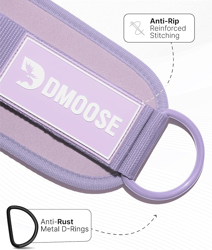 DMoose Ankle Strap for Cable Machine - One Size Fit with Premium Padding, Workout Kickback Ankle Cuffs, Ankle Bands for Working Out, Booty Workouts, Leg Extension, Hip Abductors & Lower Body Exercises