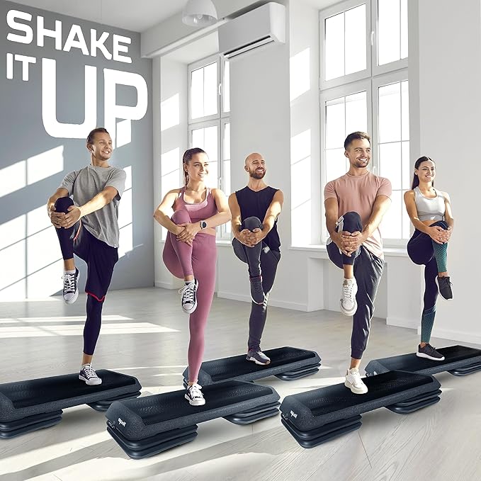 Yes4All Adjustable Workout Aerobic Exercise Step Platform Health Club Size with 4 Adjustable Risers Included and Extra Risers Options