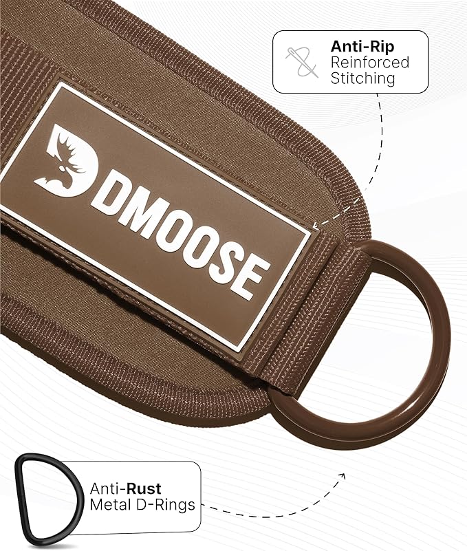 DMoose Ankle Strap for Cable Machine - One Size Fit with Premium Padding, Workout Kickback Ankle Cuffs, Ankle Bands for Working Out, Booty Workouts, Leg Extension, Hip Abductors & Lower Body Exercises