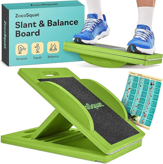 Slant Board with 6 Incline Angles - Transforms Into a Balance Board - Premium Calf Stretcher and Wobble Board for Effective Calf Stretching and Squats