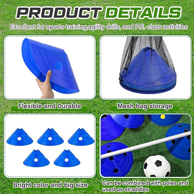 ShinyRelief Jumbo Disc Cones Jumbo Soccer Cones with Mesh Bag Giant Large Agility for Soccer Training Adult Sports