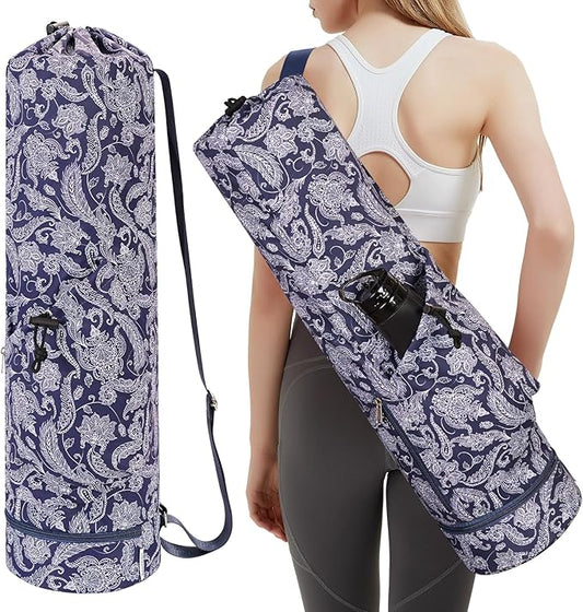 sportsnew Yoga Mat Bag with Water Bottle Pocket and Bottom Wet Pocket, Exercise Yoga Mat Carrier Multi-Functional Storage Bag, Patent pending