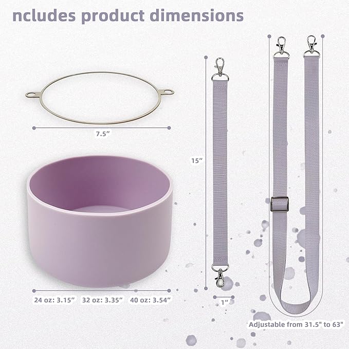 Silicone Boot Set for Owala Water Bottle 24 oz, 32 oz, 40 oz - Includes Non-Slip Sleeve, Shoulder Strap & Handle Strap, Perfect Owala Accessories, Fits Owala Tumbler, Owala FreeSip, Candy Coated