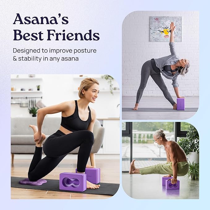 Deep-Zen® Yoga Blocks Wrist Support; Yoga Blocks 2 Pack with Knee Pads and Strap to Put Less Weight on Wrists; Durable, Versatile Yoga Brick Exercise Block Set, Blocks Yoga