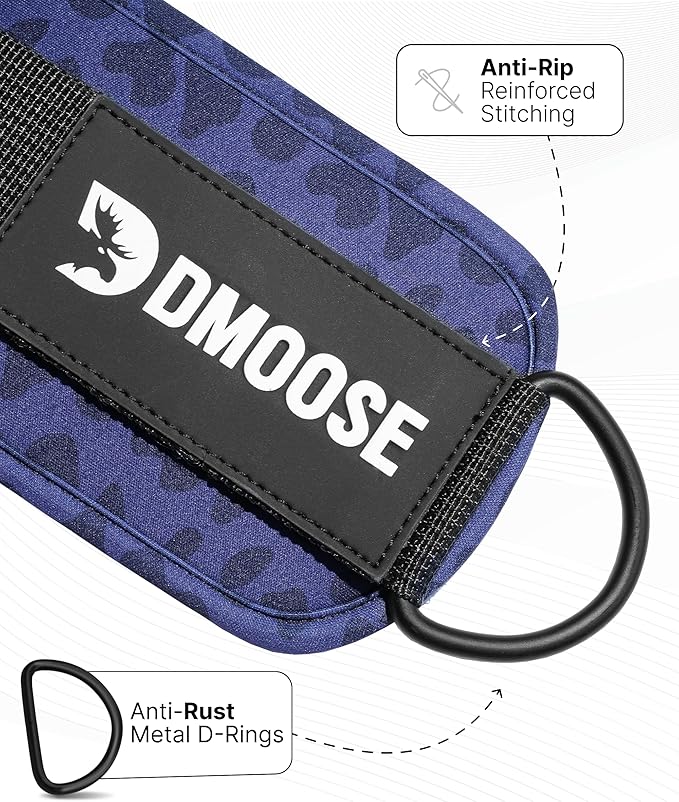 DMoose Ankle Strap for Cable Machine - One Size Fit with Premium Padding, Workout Kickback Ankle Cuffs, Ankle Bands for Working Out, Booty Workouts, Leg Extension, Hip Abductors & Lower Body Exercises
