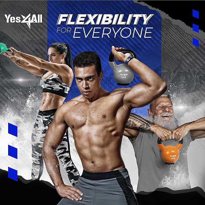Yes4All Kettlebells Rubber Base, Kettlebell Set for Women, Strength Training Kettlebells Weights (10-65 lbs)