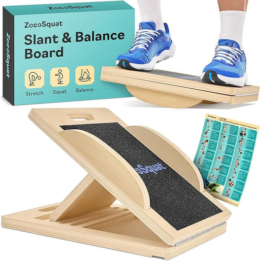 Slant Board with 6 Incline Angles - Transforms Into a Balance Board - Premium Calf Stretcher and Wobble Board for Effective Calf Stretching and Squats