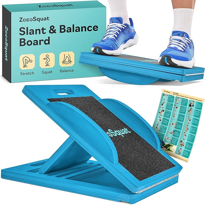 Slant Board with 6 Incline Angles - Transforms Into a Balance Board - Premium Calf Stretcher and Wobble Board for Effective Calf Stretching and Squats
