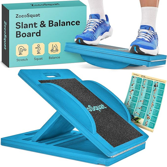 Slant Board with 6 Incline Angles - Transforms Into a Balance Board - Premium Calf Stretcher and Wobble Board for Effective Calf Stretching and Squats