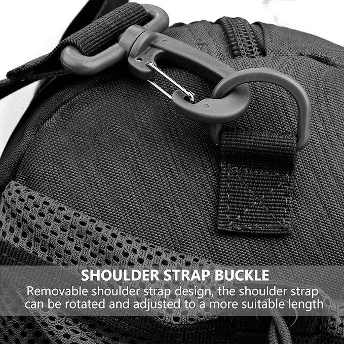 ArcEnCiel Small Tactical Duffle Bag Men Gym Pack Military Molle Shoulder Bags Shoes Storage Sports Handbag with Patch (Black)