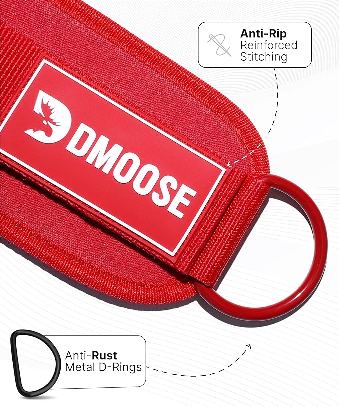 DMoose Ankle Strap for Cable Machine - One Size Fit with Premium Padding, Workout Kickback Ankle Cuffs, Ankle Bands for Working Out, Booty Workouts, Leg Extension, Hip Abductors & Lower Body Exercises