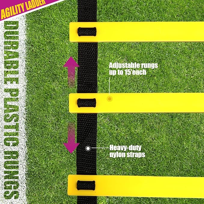 Teenitor Agility Ladder Speed Ladder Training Ladder for Soccer, Speed, Football Fitness Feet Training Carry Bag Agility Training Equipment 13 rungs, 23 feet