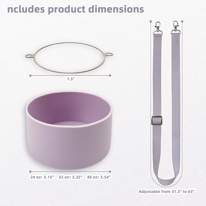 Silicone Boot Set for Owala Water Bottle 24 oz, 32 oz, 40 oz - Includes Non-Slip Sleeve, Shoulder Strap & Handle Strap, Perfect Owala Accessories, Fits Owala Tumbler, Owala FreeSip, Candy Coated