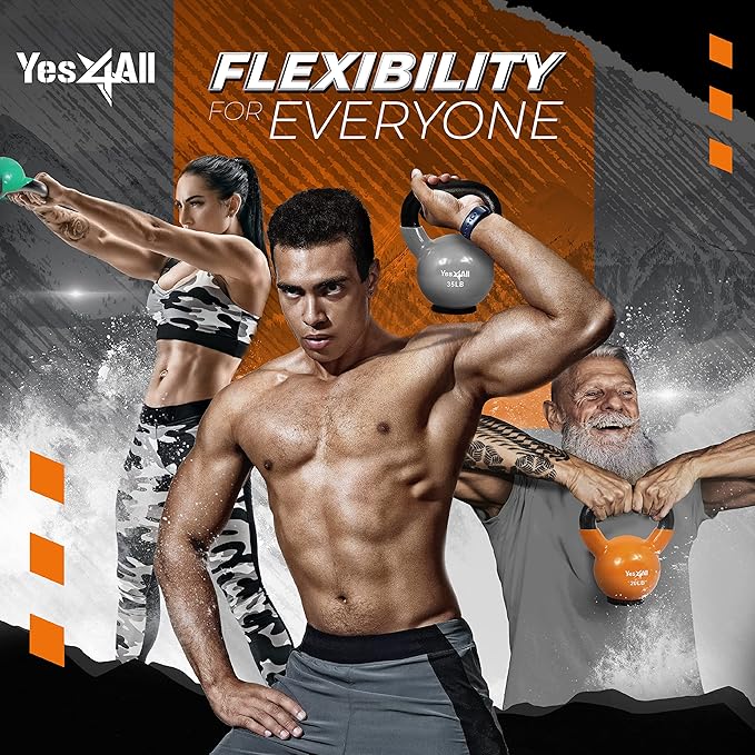 Yes4All Kettlebells Rubber Base, Kettlebell Set for Women, Strength Training Kettlebells Weights (10-65 lbs)