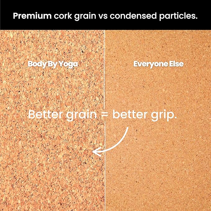 Luxury Cork Yoga Mat - Non Slip, Extra Thick Grip. Thicker, Longer, and Wider for More Comfort and Support. Tough Enough For Hot Yoga. Natural, Non Toxic, and Eco Friendly. Optional Alignment Lines.