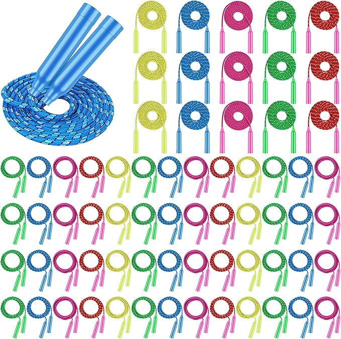 Aneco Colorful Jump Rope Bulk Exercise Equipment 7.2 Feet Nylon Jump Rope Colored Rope for Outdoor Fun Exercise Fitness Activity Party Favors
