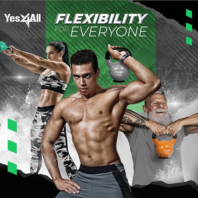 Yes4All Kettlebells Rubber Base, Kettlebell Set for Women, Strength Training Kettlebells Weights (10-65 lbs)