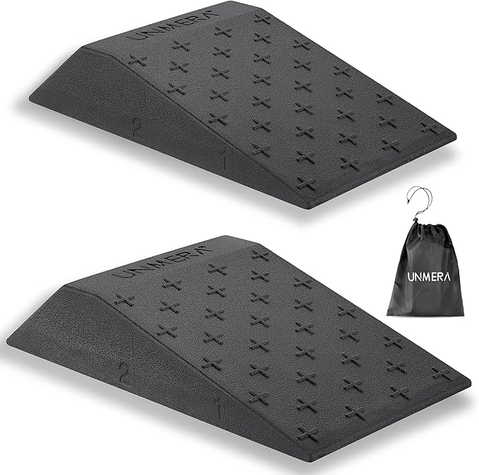 UNMERA Squat Wedge Block 2PCS Non Slip Professional Ramp, Platform for Heel Elevated Squats and Calf Raises
