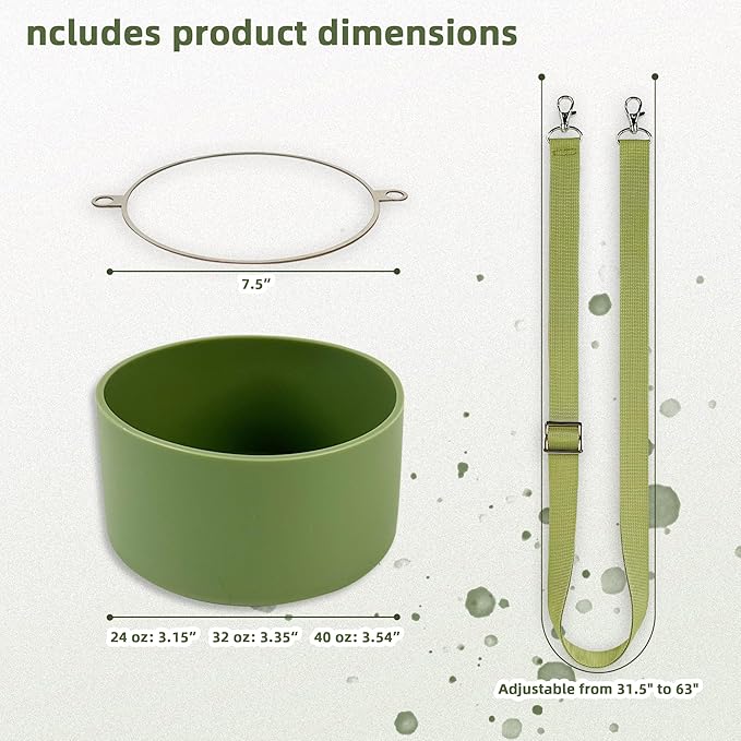 Silicone Boot Set for Owala Water Bottle 24 oz, 32 oz, 40 oz - Includes Non-Slip Sleeve, Shoulder Strap & Handle Strap, Perfect Owala Accessories, Fits Owala Tumbler, Owala FreeSip, Candy Coated