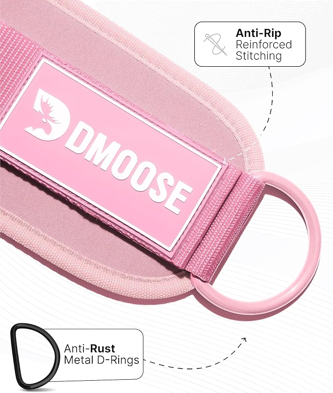 DMoose Ankle Strap for Cable Machine - One Size Fit with Premium Padding, Workout Kickback Ankle Cuffs, Ankle Bands for Working Out, Booty Workouts, Leg Extension, Hip Abductors & Lower Body Exercises