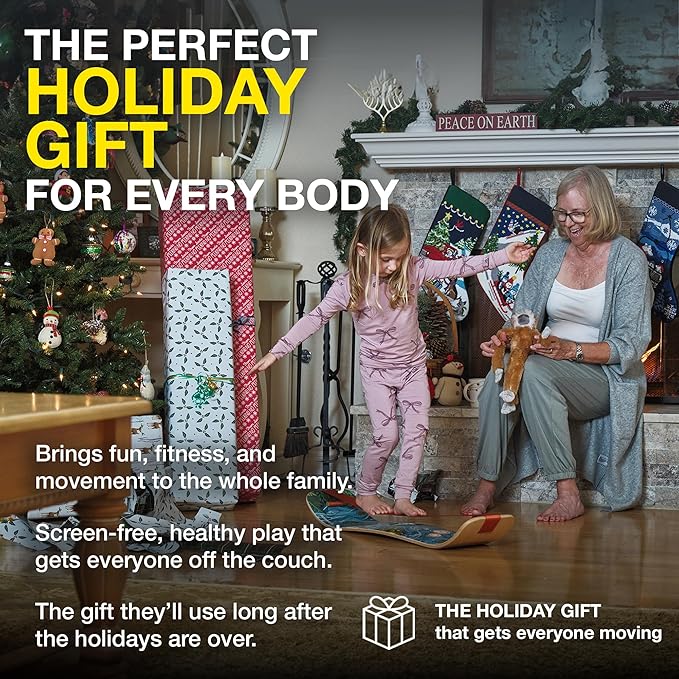 GIBBON SlackBoard - GiBoard Balance Board - Gift for Kids & Adults - 1 & 2 Line Options - Slackline Balance Trainer for Core Workouts, Standing Desk Exercise, Home Gym, Yoga & More