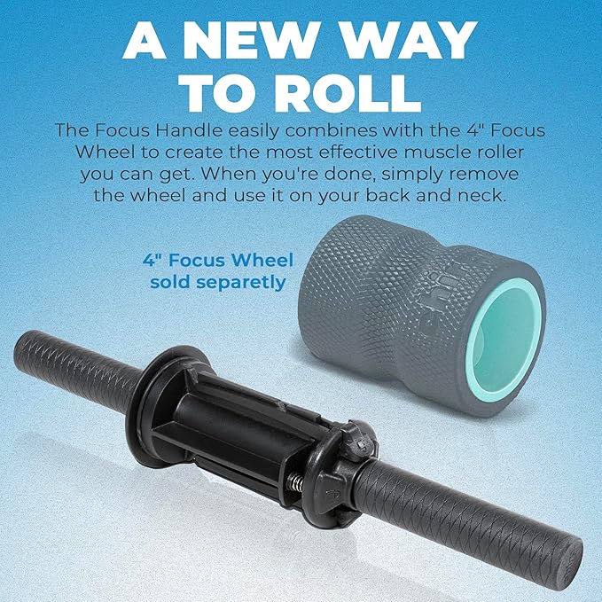 Chirp Focus Muscle Roller Handle and Wheel Rack - Equipment for Deeper Muscle Recovery and Secure Storage, Best Combined with 4-Inch Focus Wheel - 15.5" (39cm)