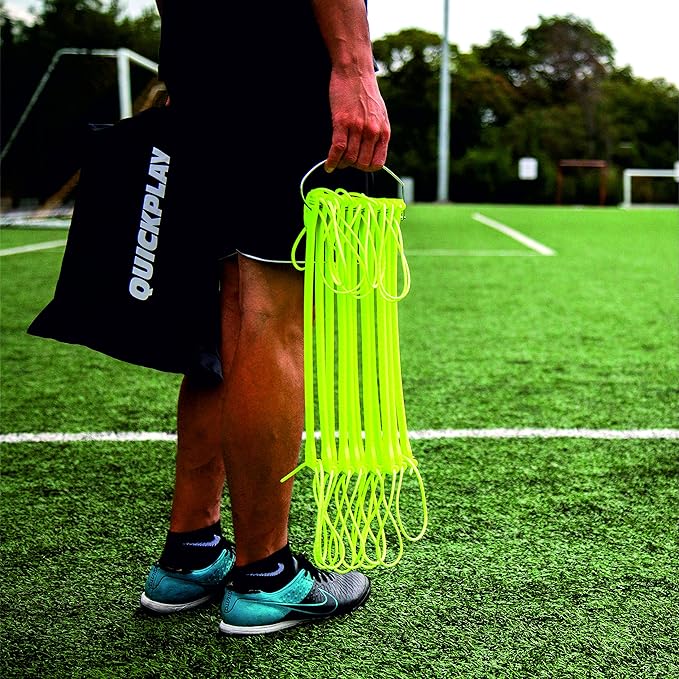 QuickPlay PRO No Tangle Agility Ladder with Quick Lock Adjustable Flat Rungs + Carry Bag (11-Rung) Multi-Sport Speed Training Ladder
